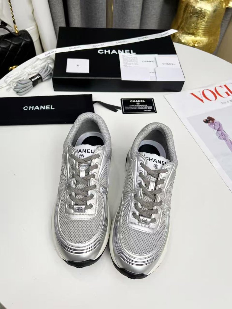 Complete Of Chanel Silver King Sneakers
